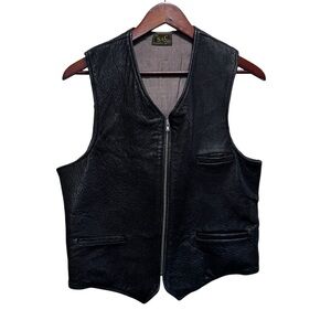Vintage S&C Black Leather Vest Full Zip